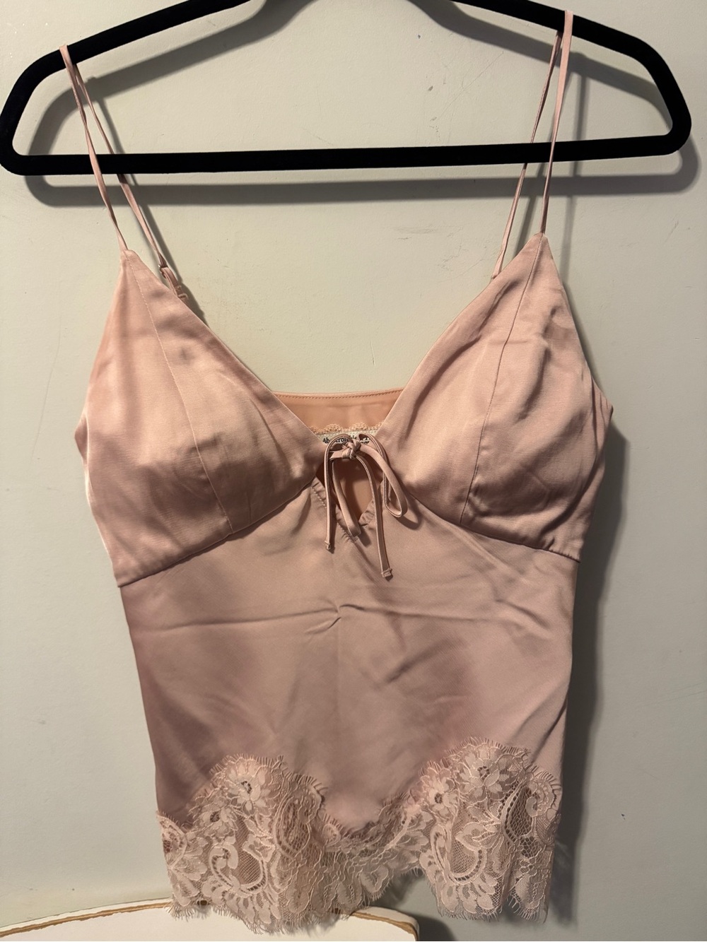 Abercrombie & Fitch Blush Pink Satin Lace-Trim Cami
